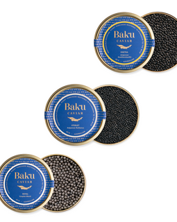 Caviar Set (Sevruga, Osetra, Beluga hybrid )50 g of each